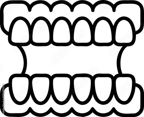 Vector art of upper and lower set of human teeth, illustration design