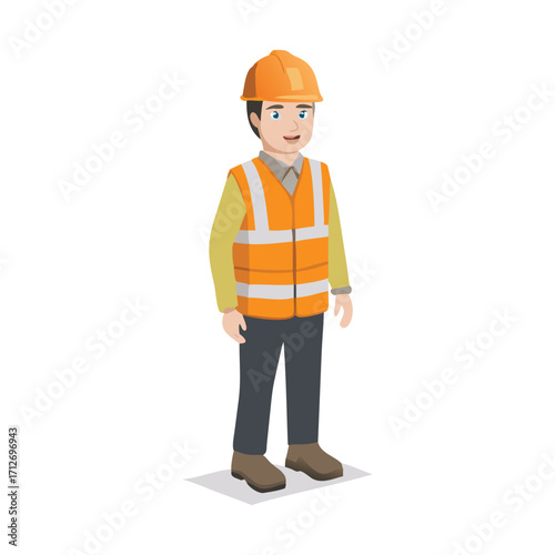 Site Engineer/Foreman Character Creator Kit — Semi‑Flat Vector, Multi‑View, Modular