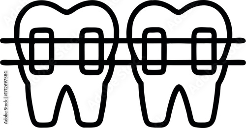 Vector art of orthodontic braces on teeth illustration design