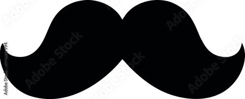Moustache icon vector isolated, Black silhouette facial hair collection, Retro barber decoration and identity symbol