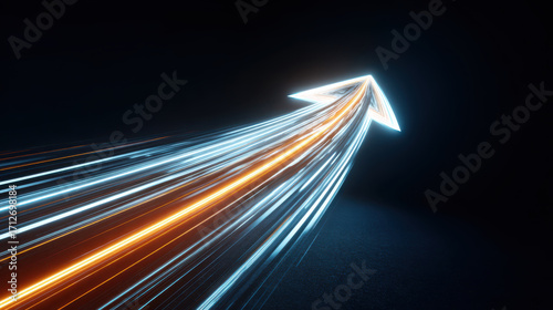 Arrow glowing rocket trail growth ambition speed motion light neon dynamic arrow trail