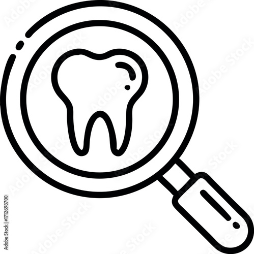Vector art of tooth under magnifying glass icon illustration design