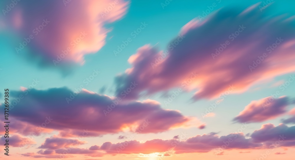 Fototapeta premium Vibrant Sunset Sky with Pink and Purple Clouds.