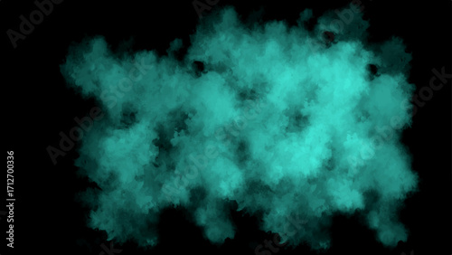 Abstract Ocean blue, teal, cobalt, azure, lapis colorful smoke cloud. Vintage black background of natural cement or stone old texture design. Atmospheric and mysterious effect.