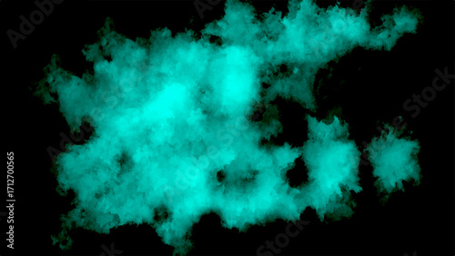 Abstract Ocean blue, teal, cobalt, azure, lapis colorful smoke cloud. Vintage black background of natural cement or stone old texture design. Atmospheric and mysterious effect.