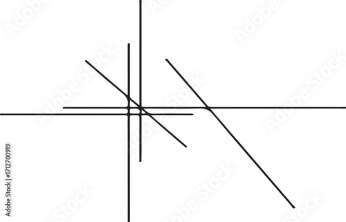 Abstract intersection of black lines on white background geometric