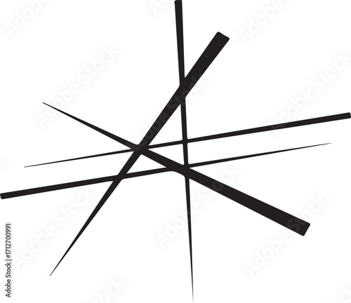 Abstract intersecting black lines on white background geometric