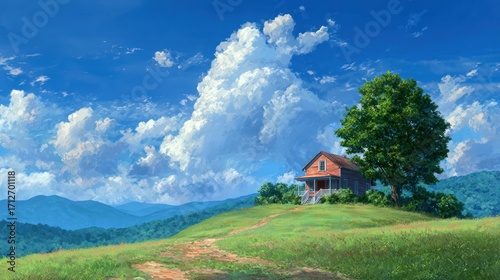 Rural landscape with house