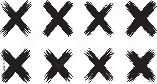 Black brush stroke crosses graphic