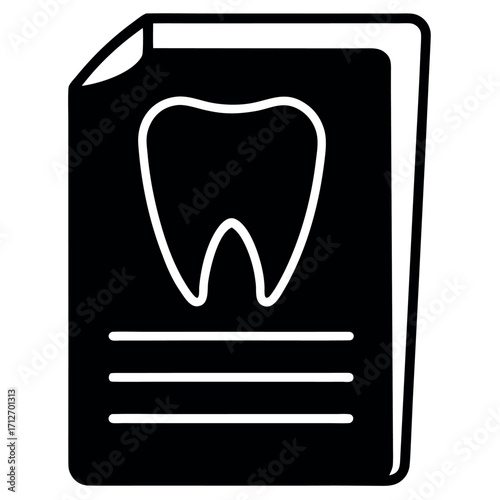 Vector art of black silhouette of a dental record with tooth icon illustration design
