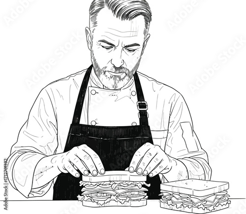 Chef Preparing Delicious Sandwich, Food Preparation, Restaurant