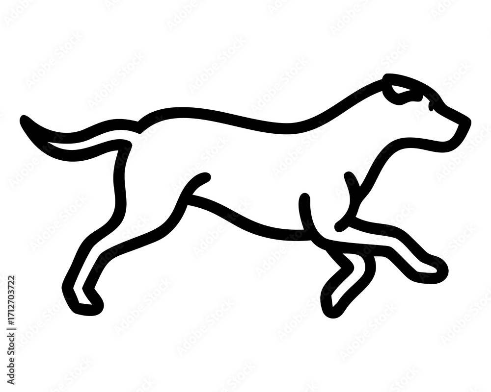 Obraz premium Black outline of a dog running animal motion