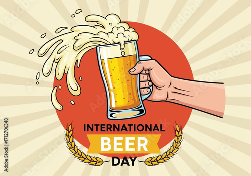 International Beer Day Celebration: Cheers with Foamy Beer Glass
