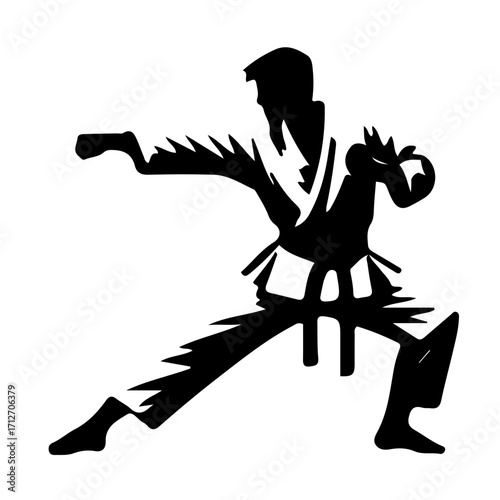 Karate Man Punch Pose Vector Illustration