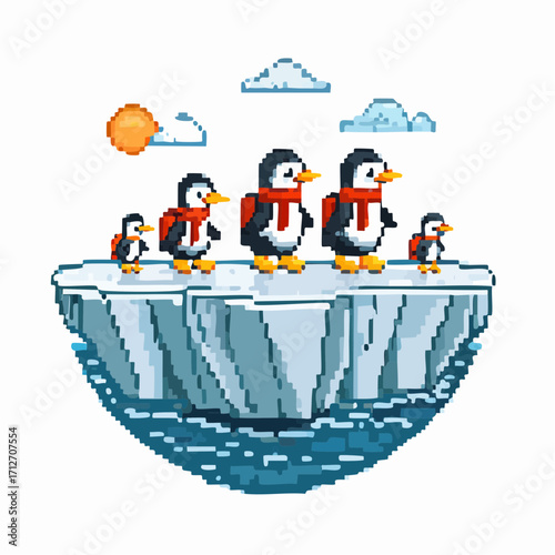 Pixel Penguin Hiking Adventure A Family's Arctic Journey