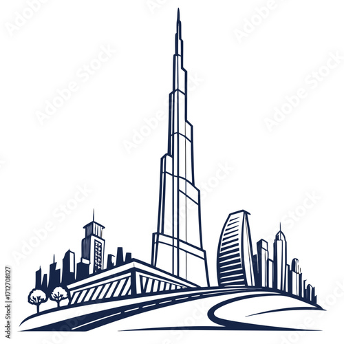 Dubai city skyline vector illustration design