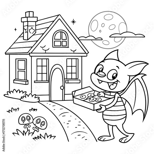 Witch Cat Magic Show Halloween Coloring Page