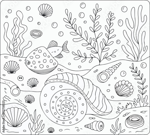 Vector set of seamless vintage floral and seashell patterns with flowers, and sea shells illustration