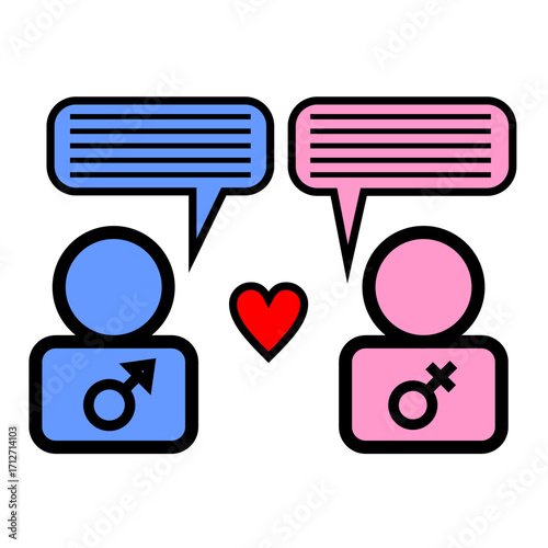 vector illustration of a young couple talking