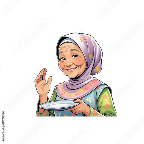 grandma muslim woman vector 