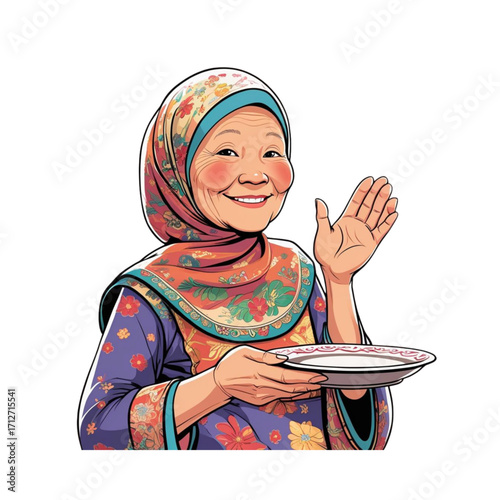 grandma muslim woman vector 