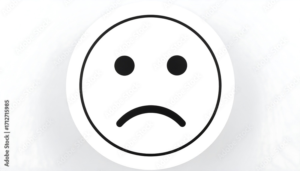 Fototapeta premium Sad emoticon on white circle