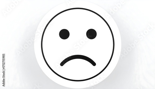 Sad emoticon on white circle