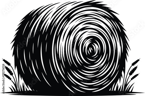 Dry Hay bale in an agricultural field  vector illustration isolated on a white background