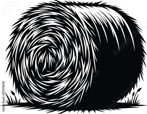 Dry Hay bale in an agricultural field  vector illustration isolated on a white background