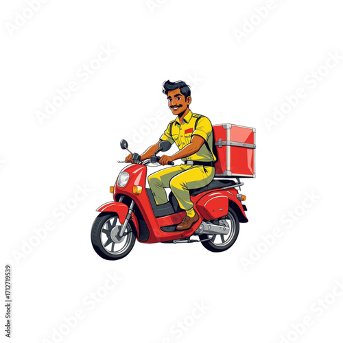 young man riding a motorcycle courier