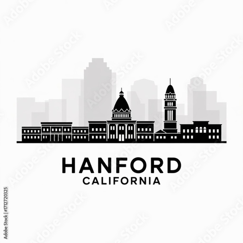 Wallpaper Mural Hanford California Skyline Silhouette — Historic San Joaquin Valley City Vector Illustration Torontodigital.ca