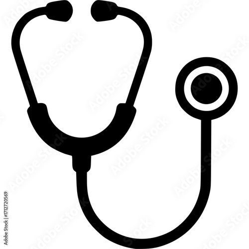 A medical stethoscope, an essential diagnostic tool for healthcare, is isolated on a clean white background