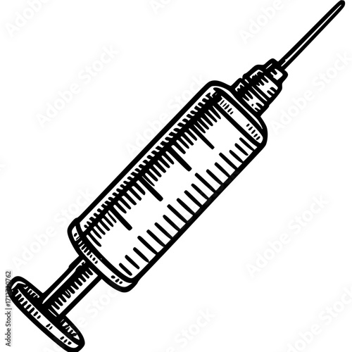 A sterile hypodermic syringe with a needle is isolated on a clean white background, representing medicine and healthcare