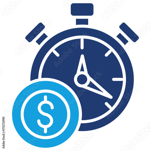 Hourly Rate Flat Blue Icon