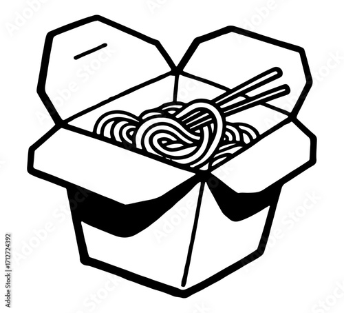 Noodles vector engraving style illustration