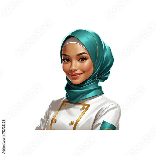 chef moslim green hijab women