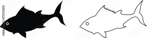 Fish Silhouettes Fish Silhouettes Koi Fish Silhouettes Set Of Cartoon Fish Silhouettes Cod vector Fish Silhouettes Eps 10