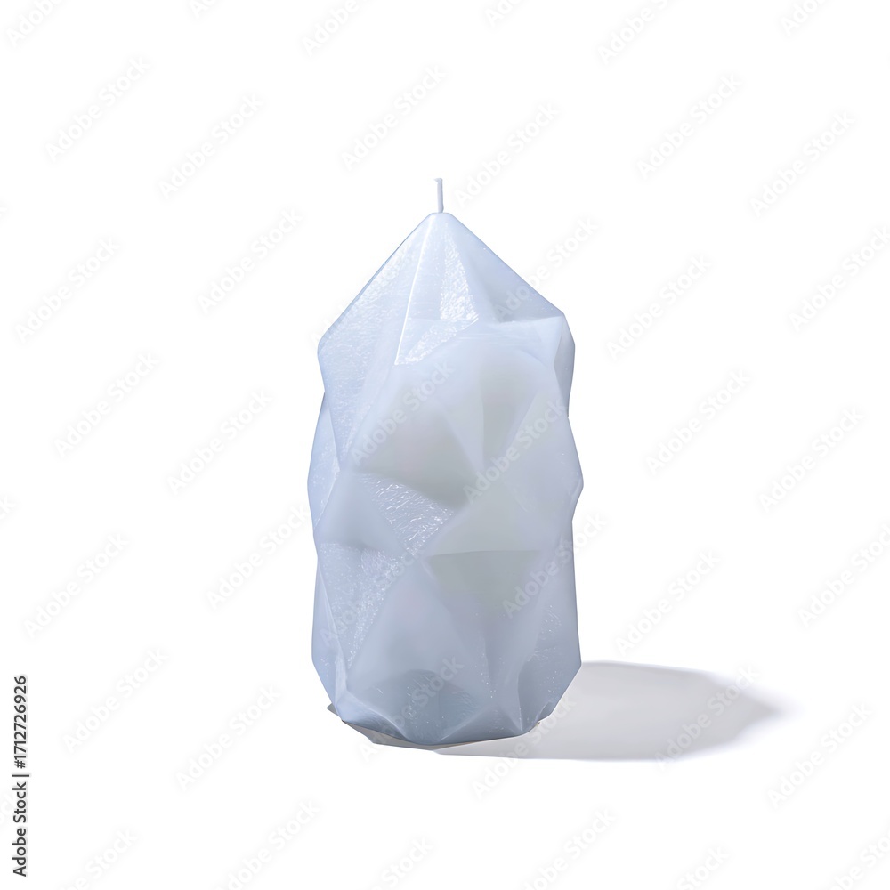 Obraz premium Geometric Candle: A close-up shot of a uniquely designed geometric candle, radiating a soft, ethereal glow and perfect for ambiance, creating a serene atmosphere.