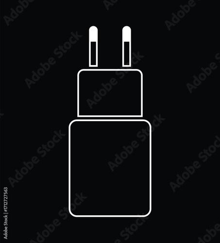 USB type - c adapter charging port for iphone. white line on black background