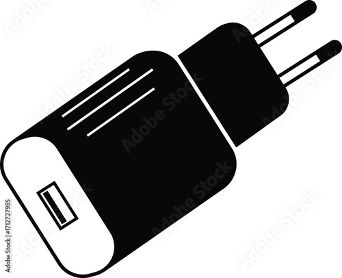 USB type - c adapter charging port for iphone.black model on white background