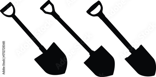 Black Shovel and spade Silhouette for gardening, construction, and farming. Black simple pictogram collection of garden and building tools.
vector illustration on transparent background.
