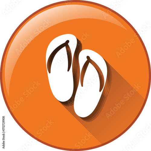 Mobile Simple white flip-flops icon on orange summer holiday background