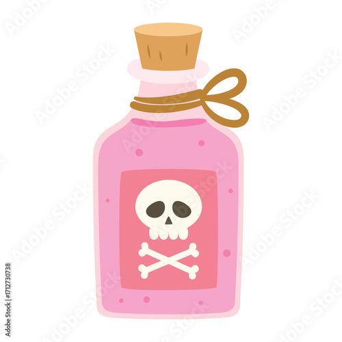 bottle with poison in flat style