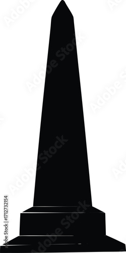 Black Silhouette of a Monumental Obelisk Against a White Background
