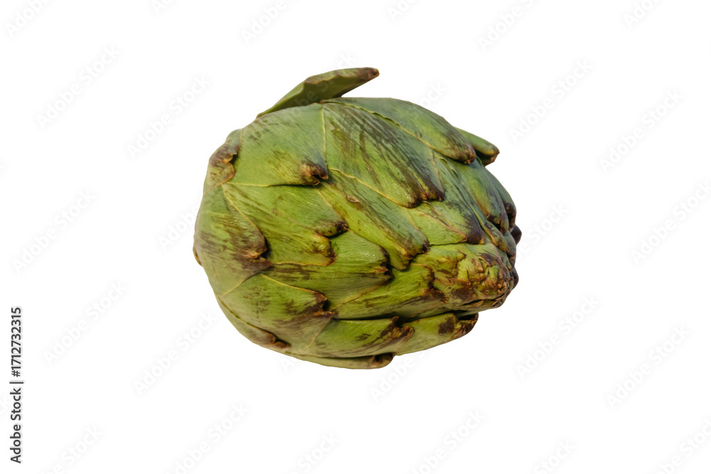 Fototapeta premium Fresh green artichoke isolated on white background