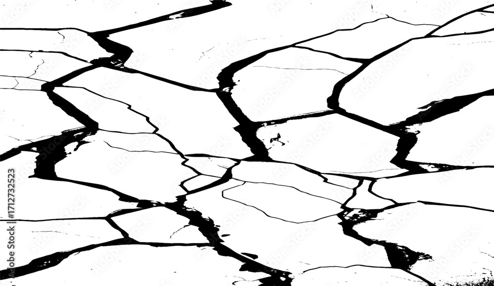 Obraz premium crack in the ground. cracked wall background. Hand drawing texture. Vector illustration