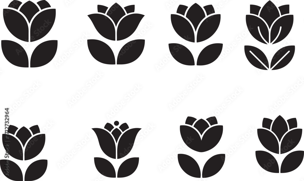Obraz premium Black floral silhouettes on white background flower