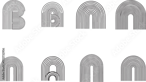 Abstract rainbow arch shapes lines vector