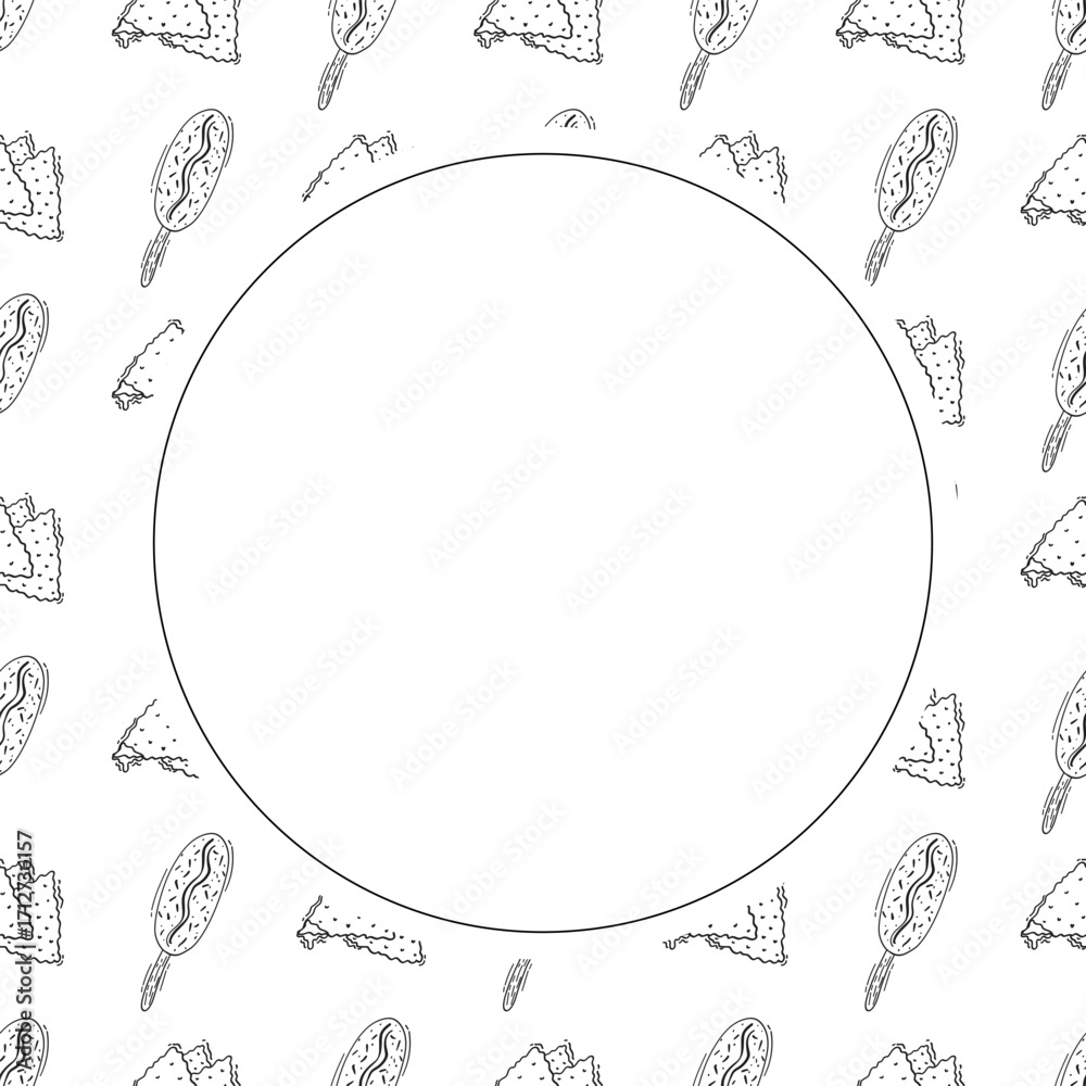 Obraz premium hand drawn food and beverage frame background