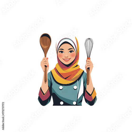 funny cartoon chef with spoon